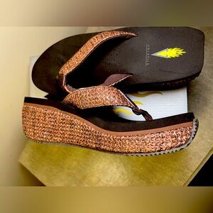 Volatile Brown Woven Wedges-Brand New